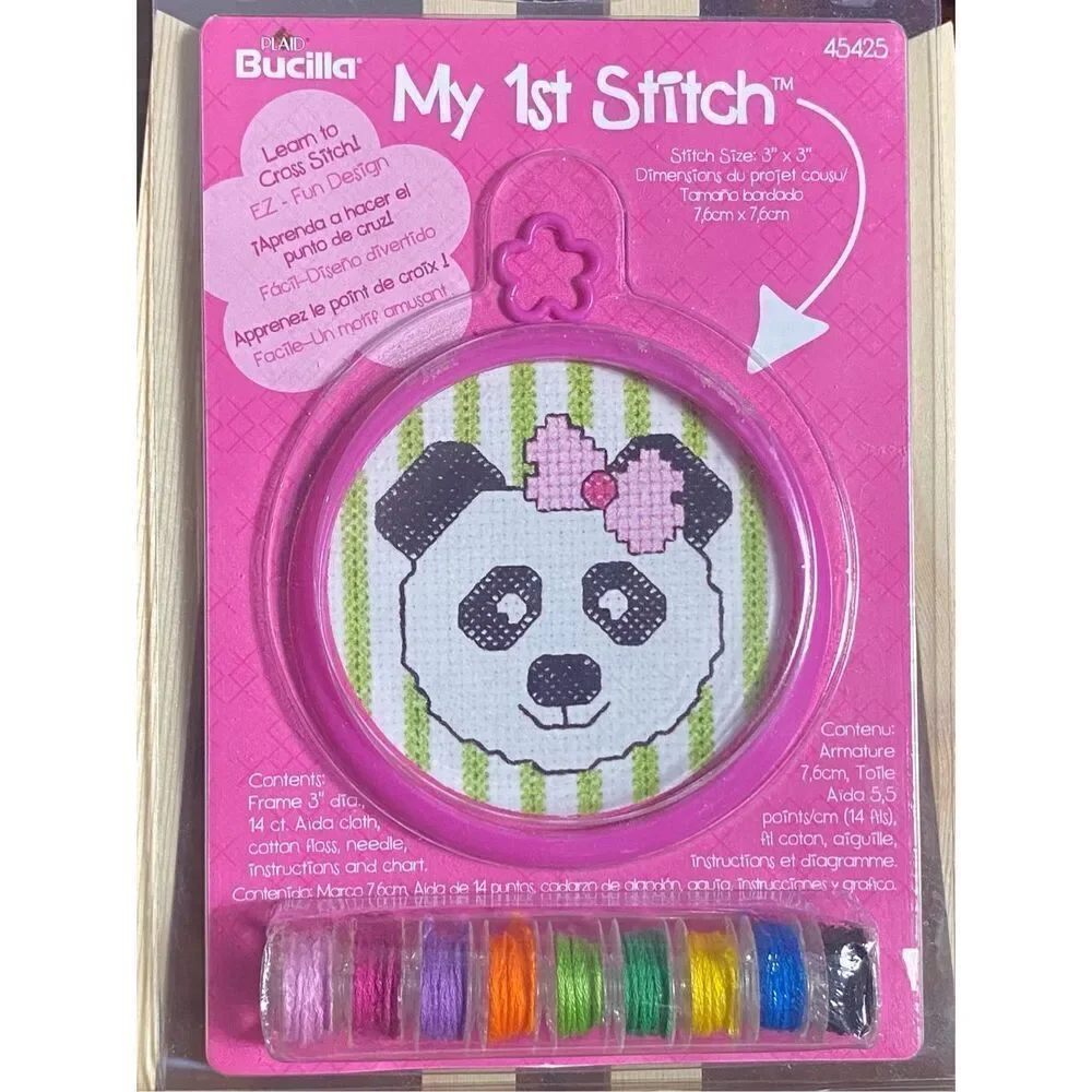 Bucilla Set of 4 My 1st Stitch Panda Cupcake Mermaid Butterfly Cross Stitching K